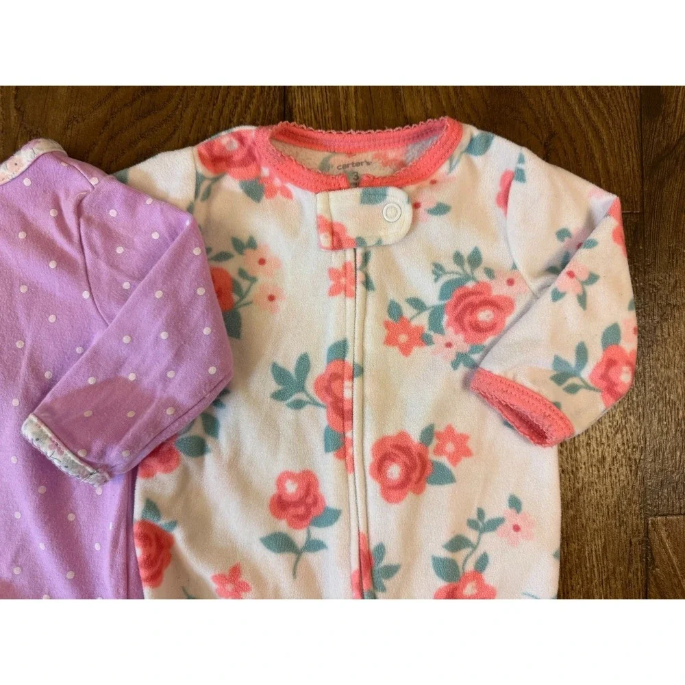 Carters Girl Sleepers 3 Months Lot Zipper Rompers Outfits‎ Sleep N Plays Pajamas